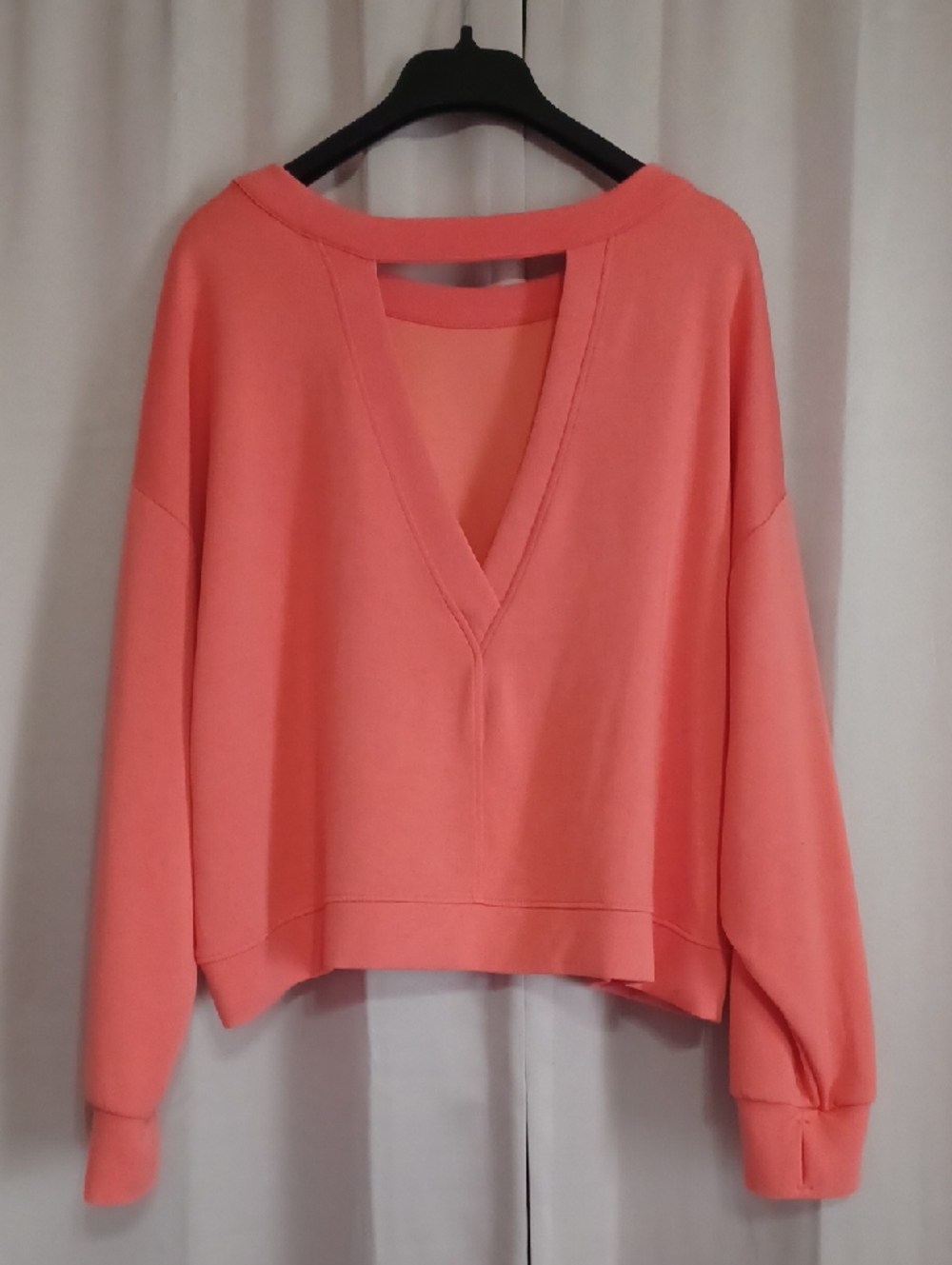 Crane Cropped Boxy Fit Crewneck Sweatshirt Open Back Dropped Shoulders Soft - Picture 9 of 13